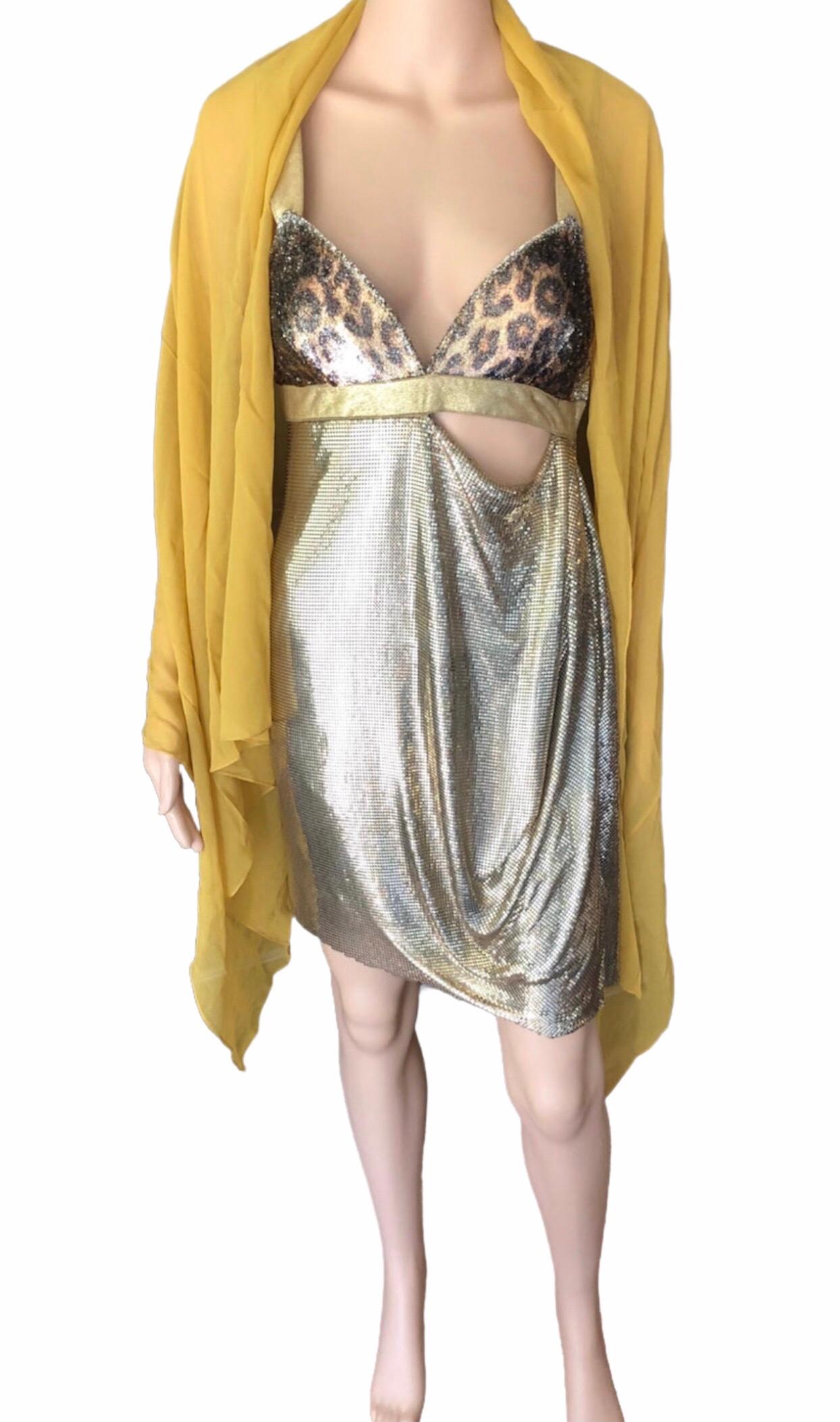 Gray Gianni Versace F/W 1994 Runway Ad Campaign Vintage Gold Oroton Metal Mesh Dress For Sale