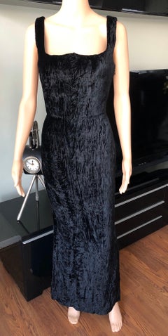 Gianni Versace F/W 1995 Runway Vintage Velvet Black Maxi Dress Gown