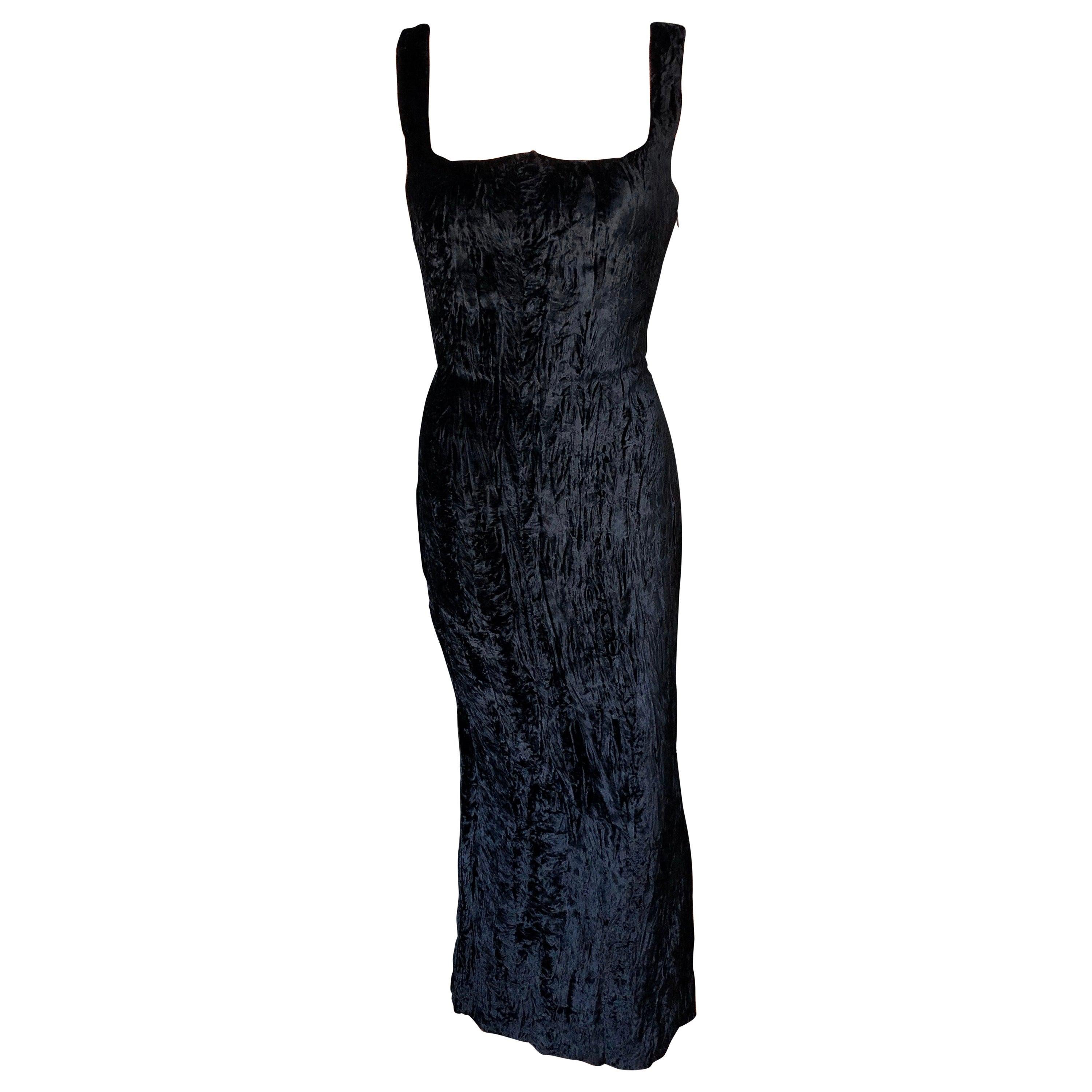 Gianni Versace F/W 1995 Runway Vintage Velvet Black Maxi Dress Gown For Sale