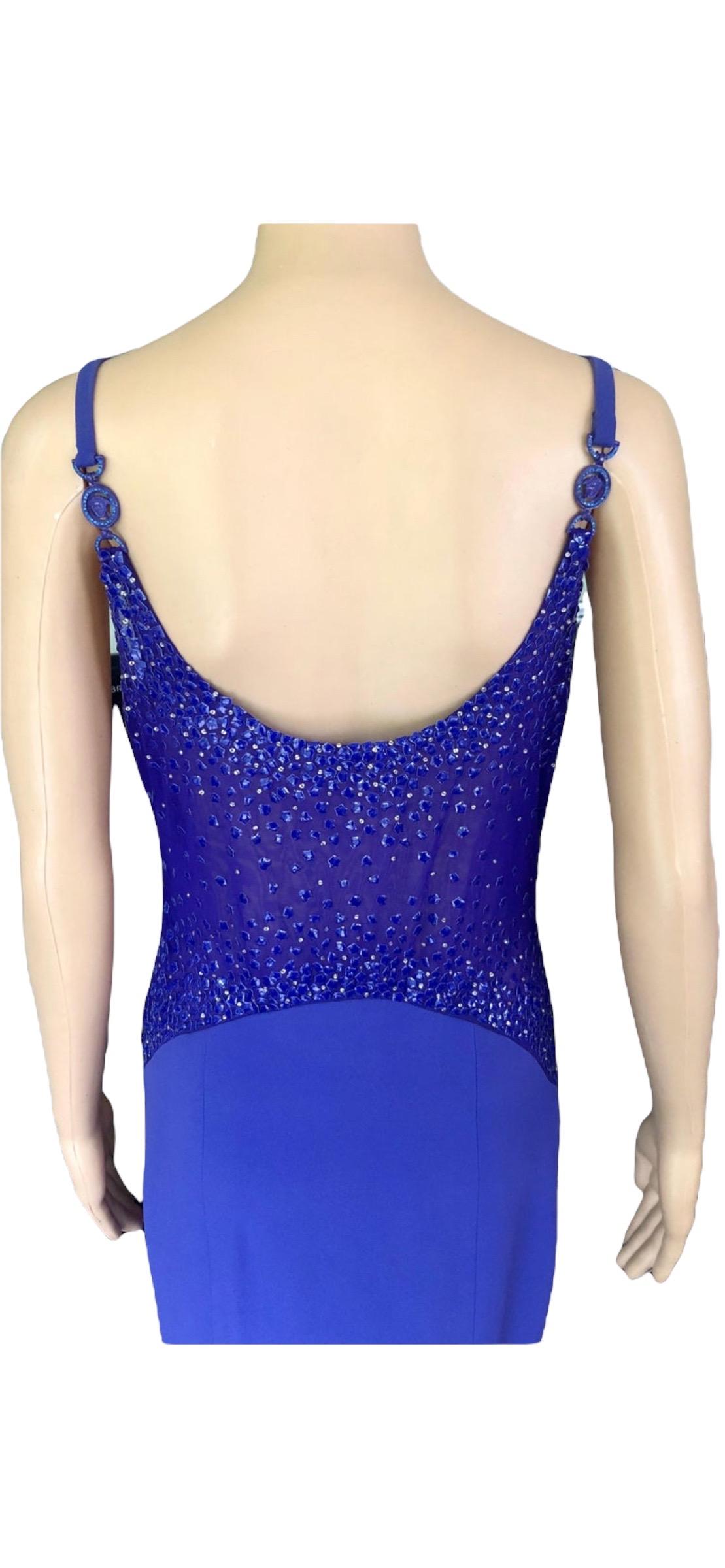 Gianni Versace F/W 1996 Runway Vintage Embellished Sheer Evening Dress Gown 8