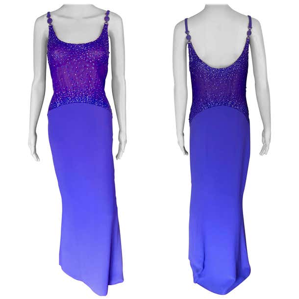 Gianni Versace F/W 1996 Runway Vintage Embellished Sheer Evening Dress ...