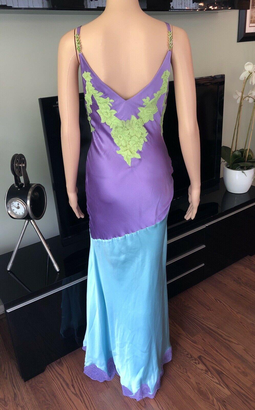 Purple Gianni Versace F/W 1996 Runway Vintage Iconic Silk Dress Gown 