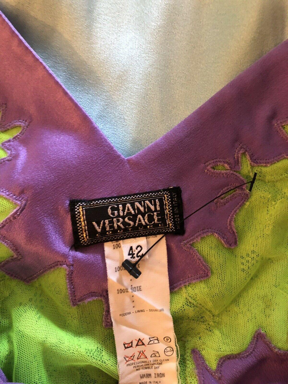 Purple Gianni Versace F/W 1996 Runway Vintage Iconic Silk Dress Gown 