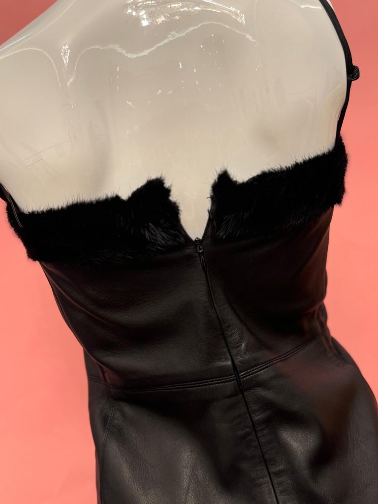 Gianni Versace F/W 1997 lambskin leather and mink fur dress