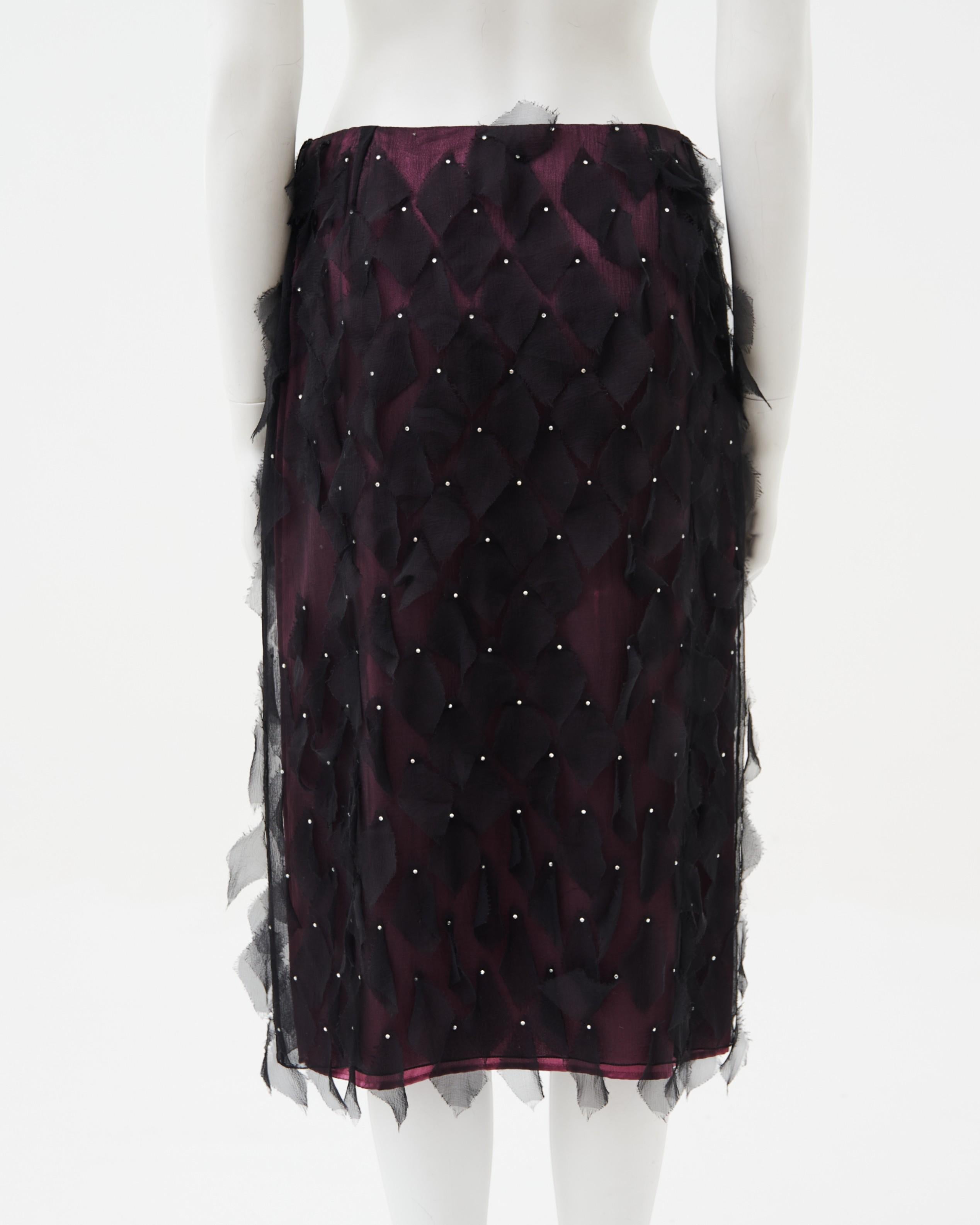 Gianni Versace F/W 1998 Couture - Jupe en soie violette avec ornements Excellent état - En vente à Milano, IT