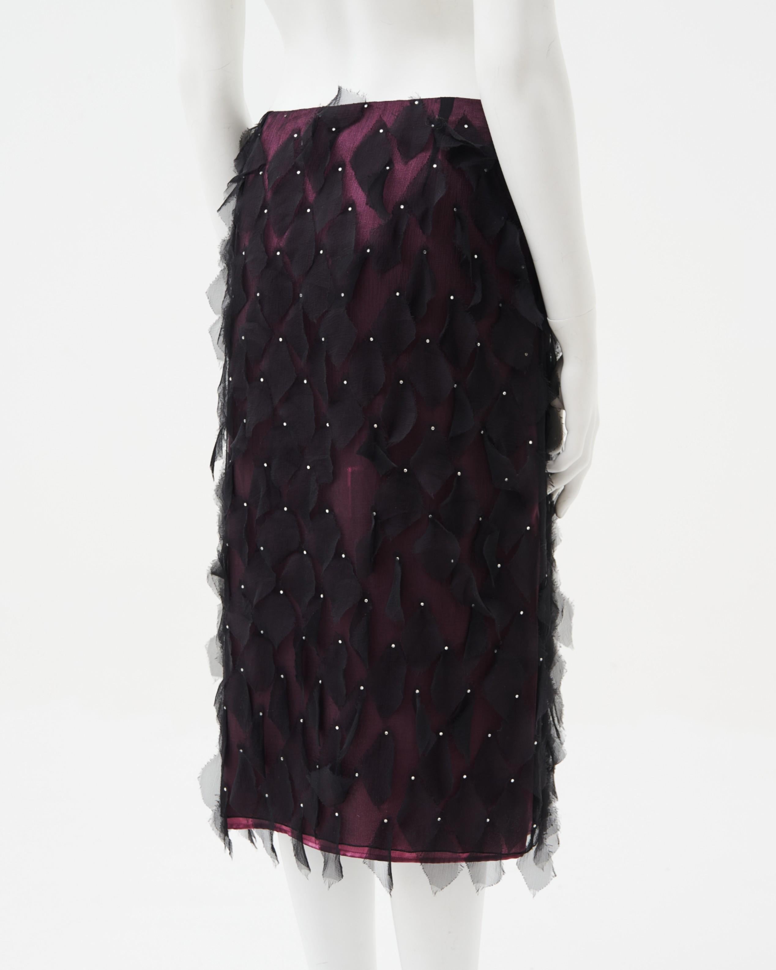 Gianni Versace F/W 1998 Couture - Jupe en soie violette avec ornements Pour femmes en vente