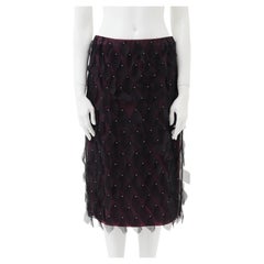 Gianni Versace F/W 1998 Couture Embellished Purple Silk Skirt