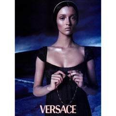 Gianni Versace F/W 1998 Couture Ivory Smocked Crystal-Embellished Empire-Line Midi Dress