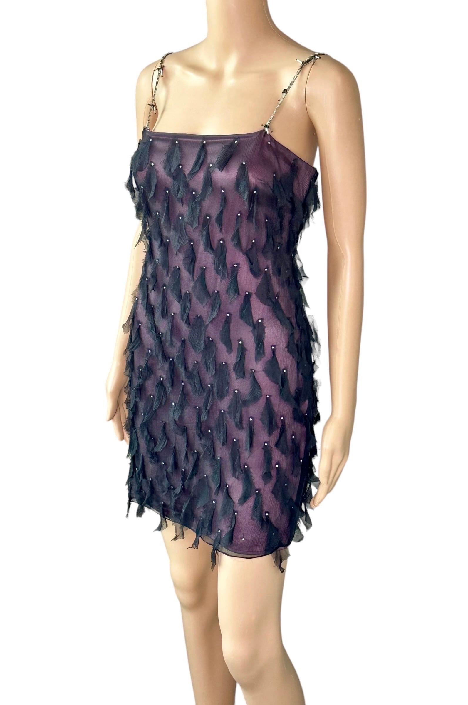Gianni Versace H/W 1998 Laufsteg Barbed Draht-Minikleid mit Kristallverzierung (Schwarz) im Angebot
