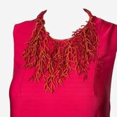 Gianni Versace F/W 1999 Beaded Coral Necklace Evening Gown