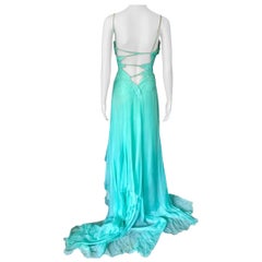 Gianni Versace F/W 1999 Laufsteg Ausschnitt Seide Offener Rücken Abendkleid Kleid