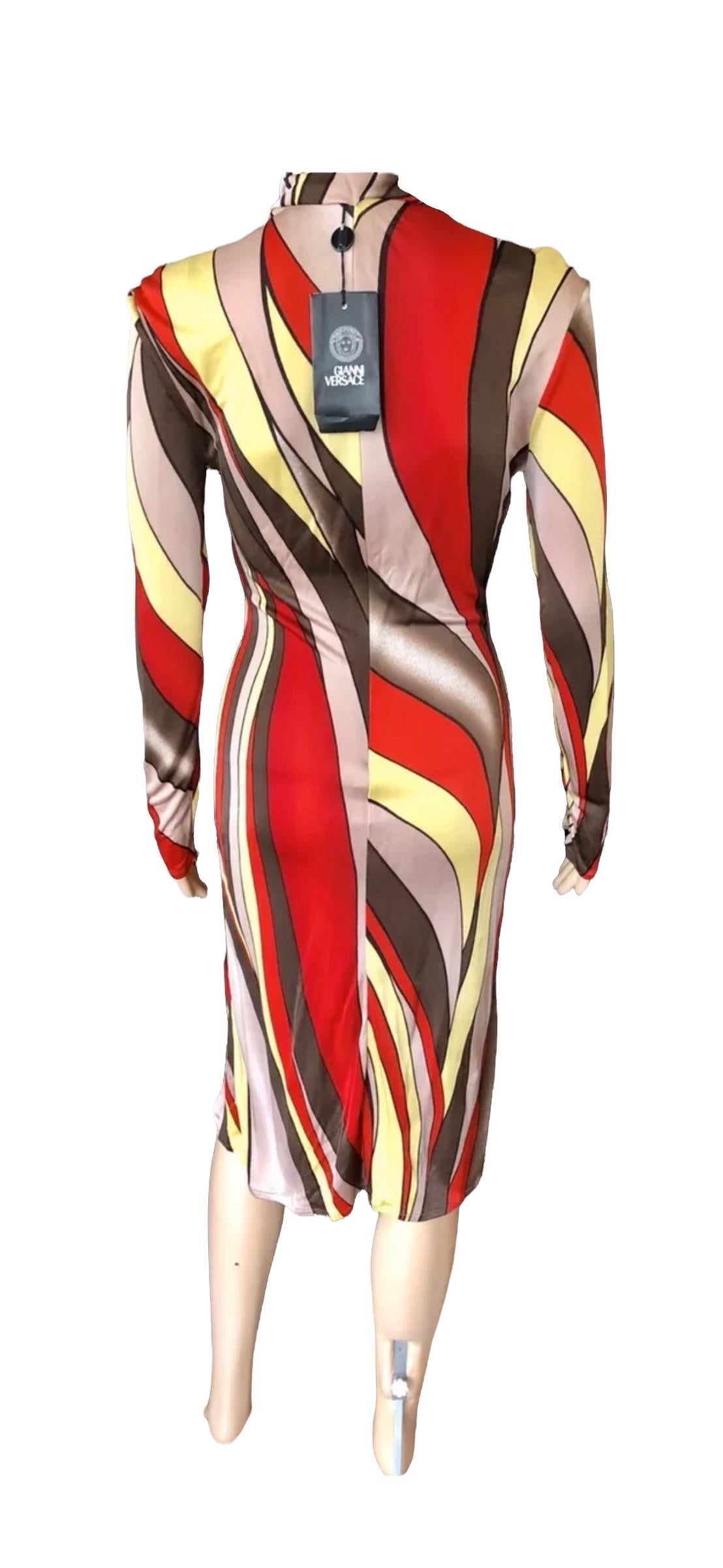 Brown Gianni Versace F/W 2000 Runway Editorial Unworn Midi Dress  For Sale