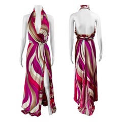 Gianni Versace H/W 2000 Laufsteg Rückenfreies Abendkleid aus Seide mit tiefem Ausschnitt und Spitze aus Spitze