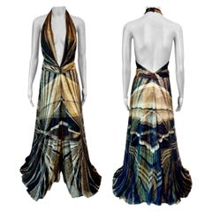 Gianni Versace F/W 2000 Laufsteg Tief ausgeschnittenes Rückenfreies Abendkleid aus Seide mit Spitze