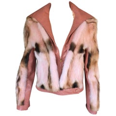 Gianni Versace F/W 2000 Runway Vintage Pink Leather & Fur Jacket Coat 