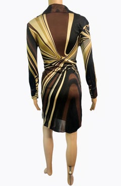 Gianni Versace F/W 2000 Wrap Plunged Geometric Print Dress