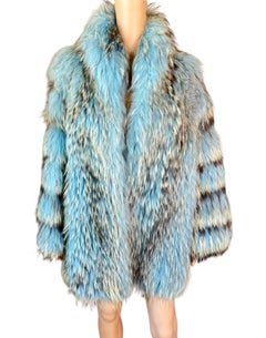 Gianni Versace F/W 2001 Blue Marmot Fur Jacket Coat