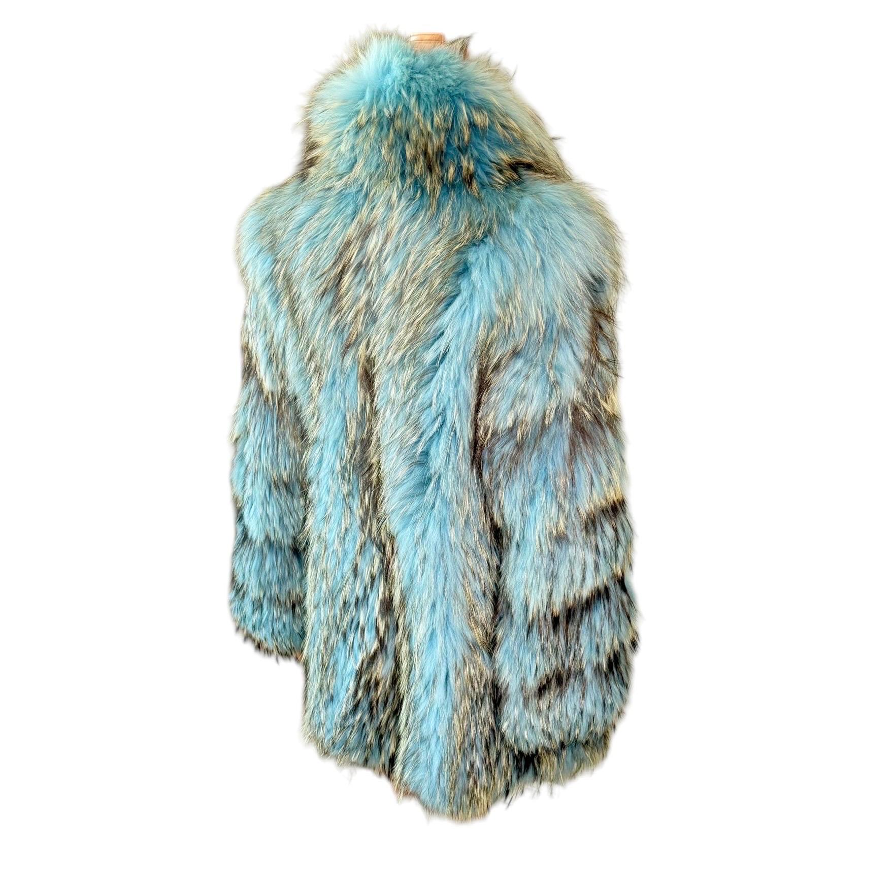 Gianni Versace F/W 2001 Blue Marmot Fur Jacket Coat For Sale 5