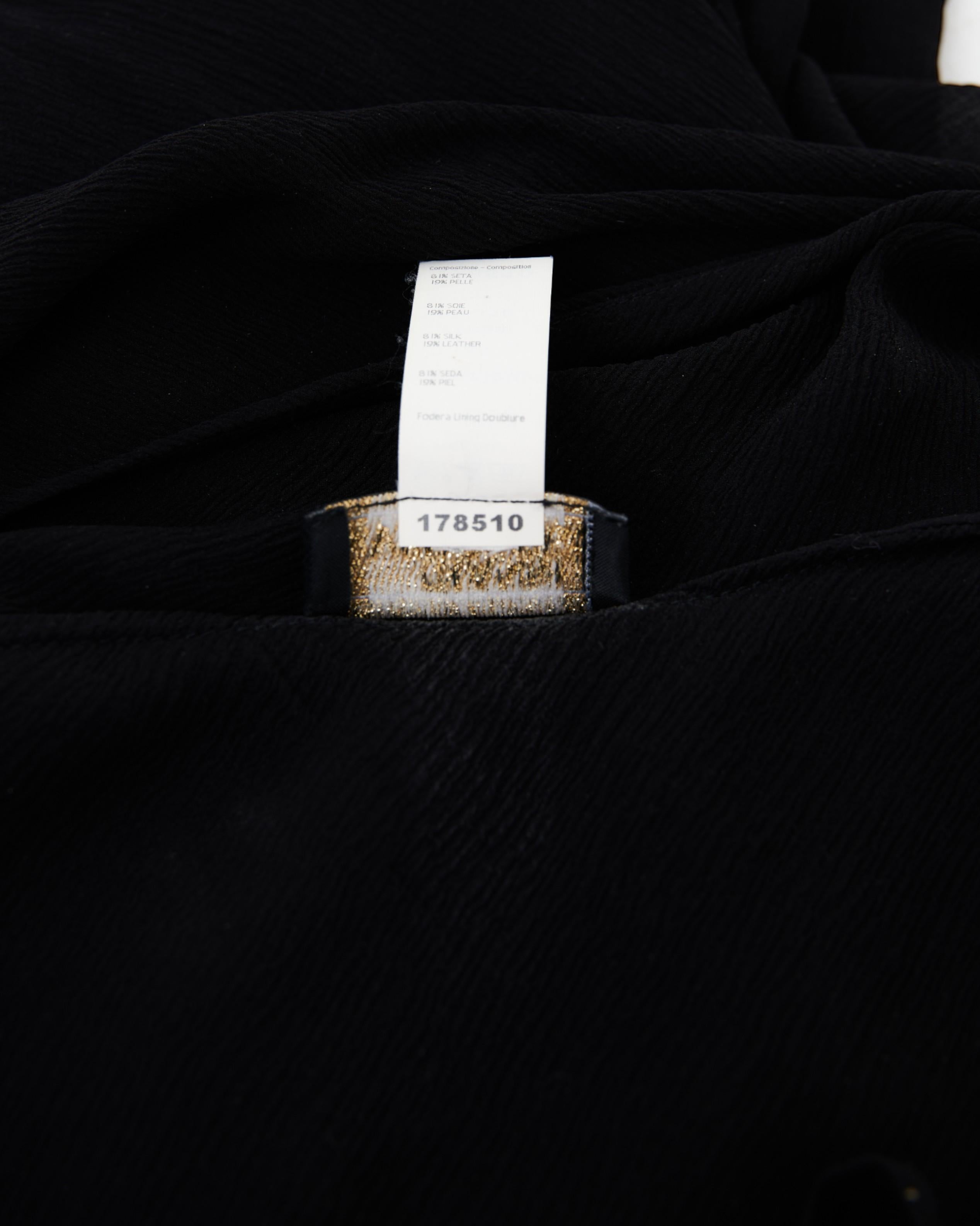 Gianni Versace F/W 2001 - Robe longue en mousseline de cuir marron et noir en vente 7