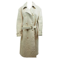 Gianni Versace F/W 2001 Mens White Quilted Leather Belted Coat