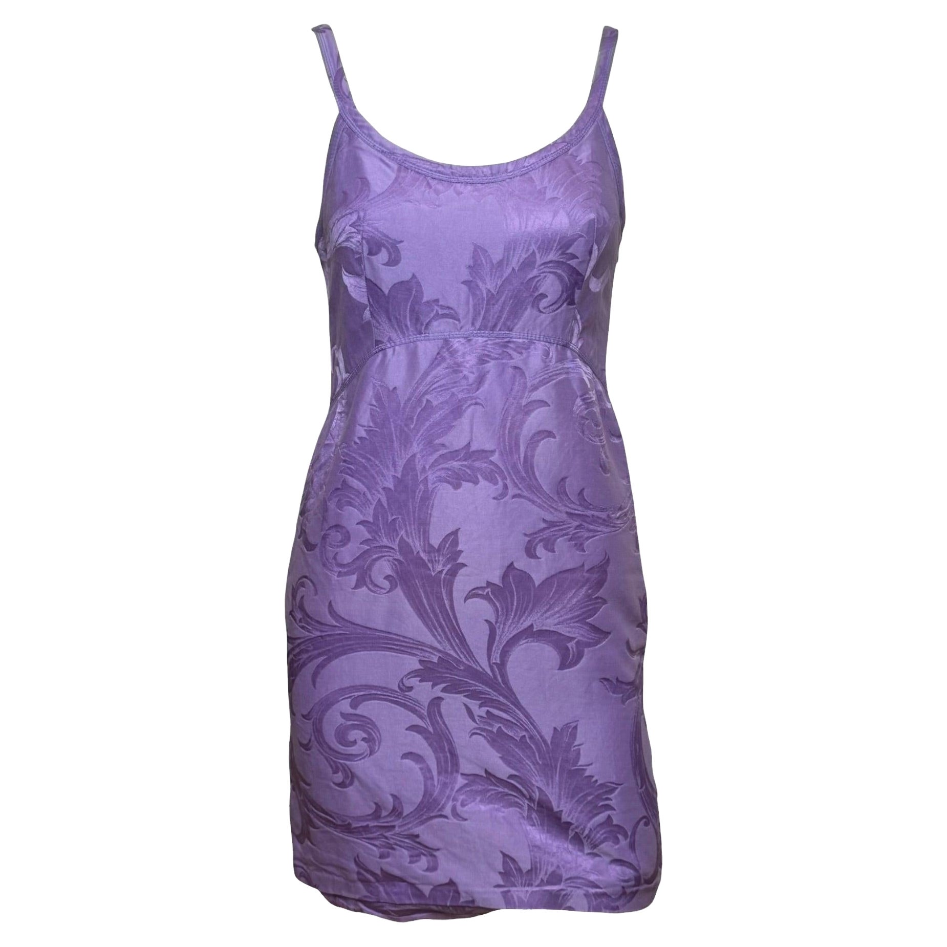 Gianni Versace Herbst/Winter 2001 – Lila Minikleid im Barock-Print
