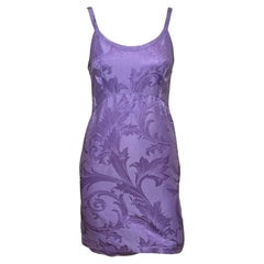 Gianni Versace F/W 2001 Purple Baroque-Print Slip Mini Dress