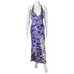 Gianni Versace F/W 2001 Vintage Appliquéd Cutout Plunged Backless Dress Gown