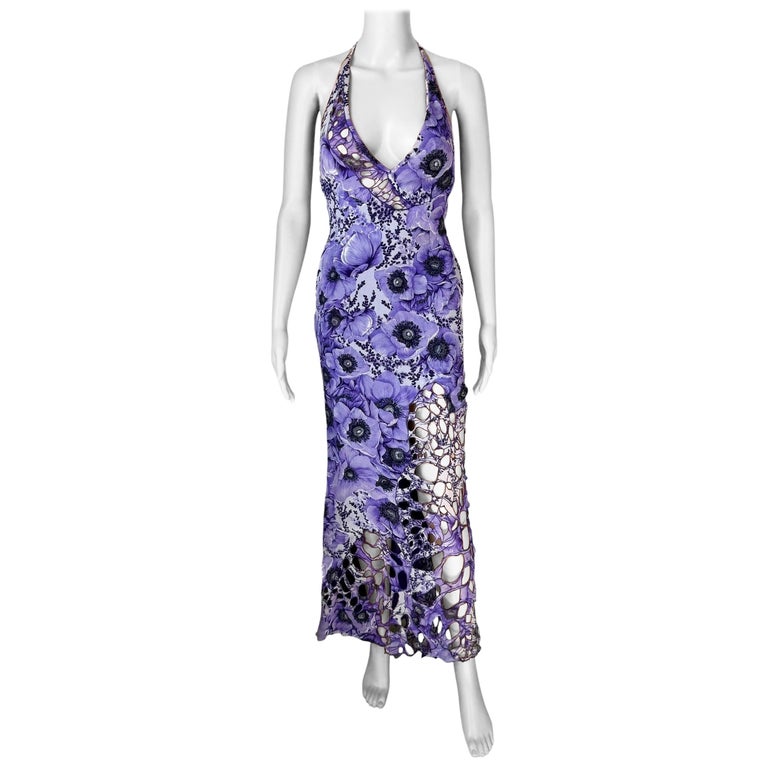 vintage backless dress Vintage 2005 Versace Nude Silk-Jersey Low Plunge Halter Backless Gown