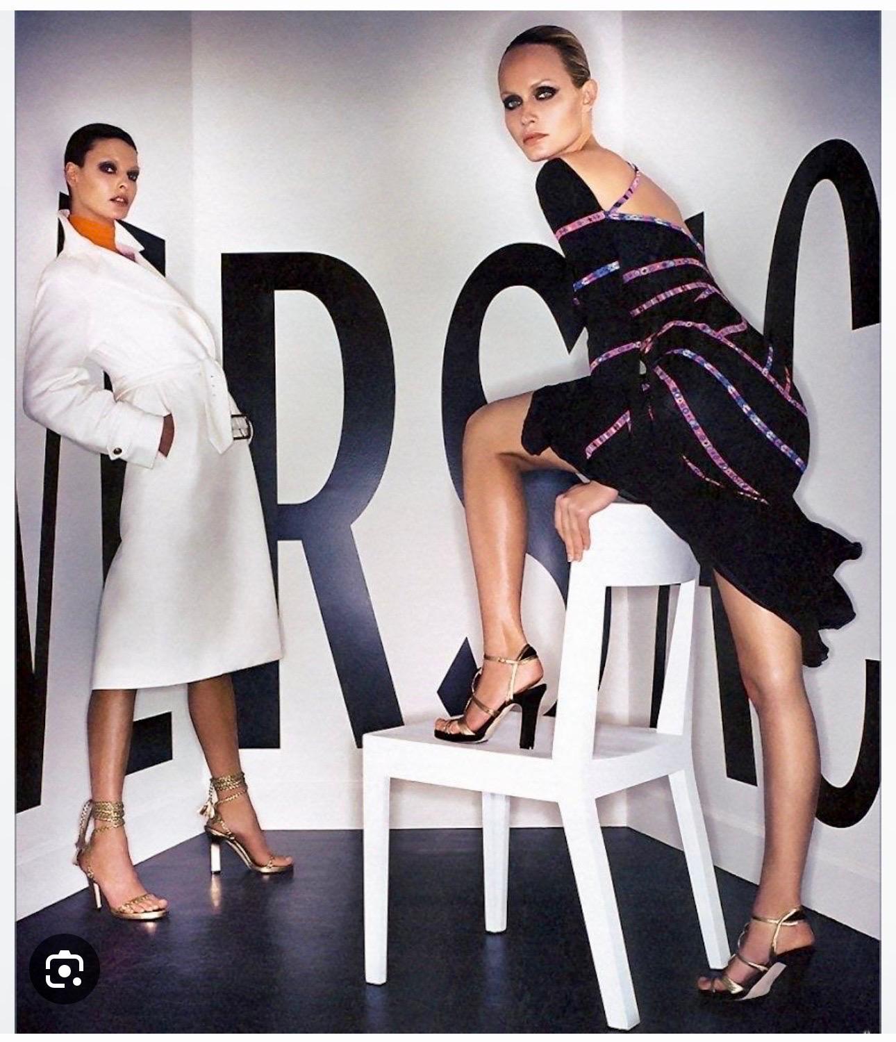 Gianni Versace F/W 2002 Runway Editorial Campaign Ribbon Midi Dress en vente 7