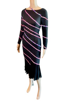 Gianni Versace F/W 2002 Runway Editorial Campaign Ribbon Midi Dress