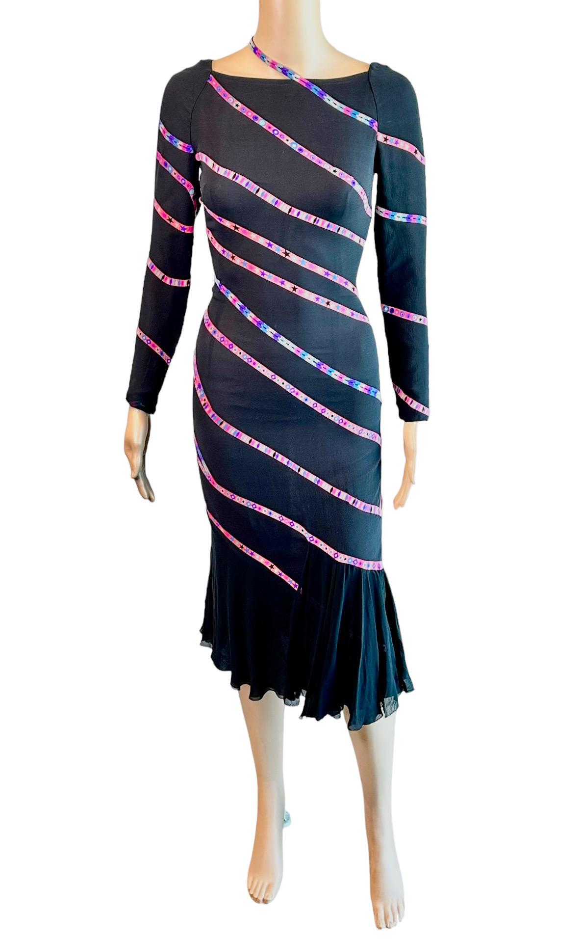 Gianni Versace F/W 2002 Runway Editorial Campaign Ribbon Midi Dress en vente 1
