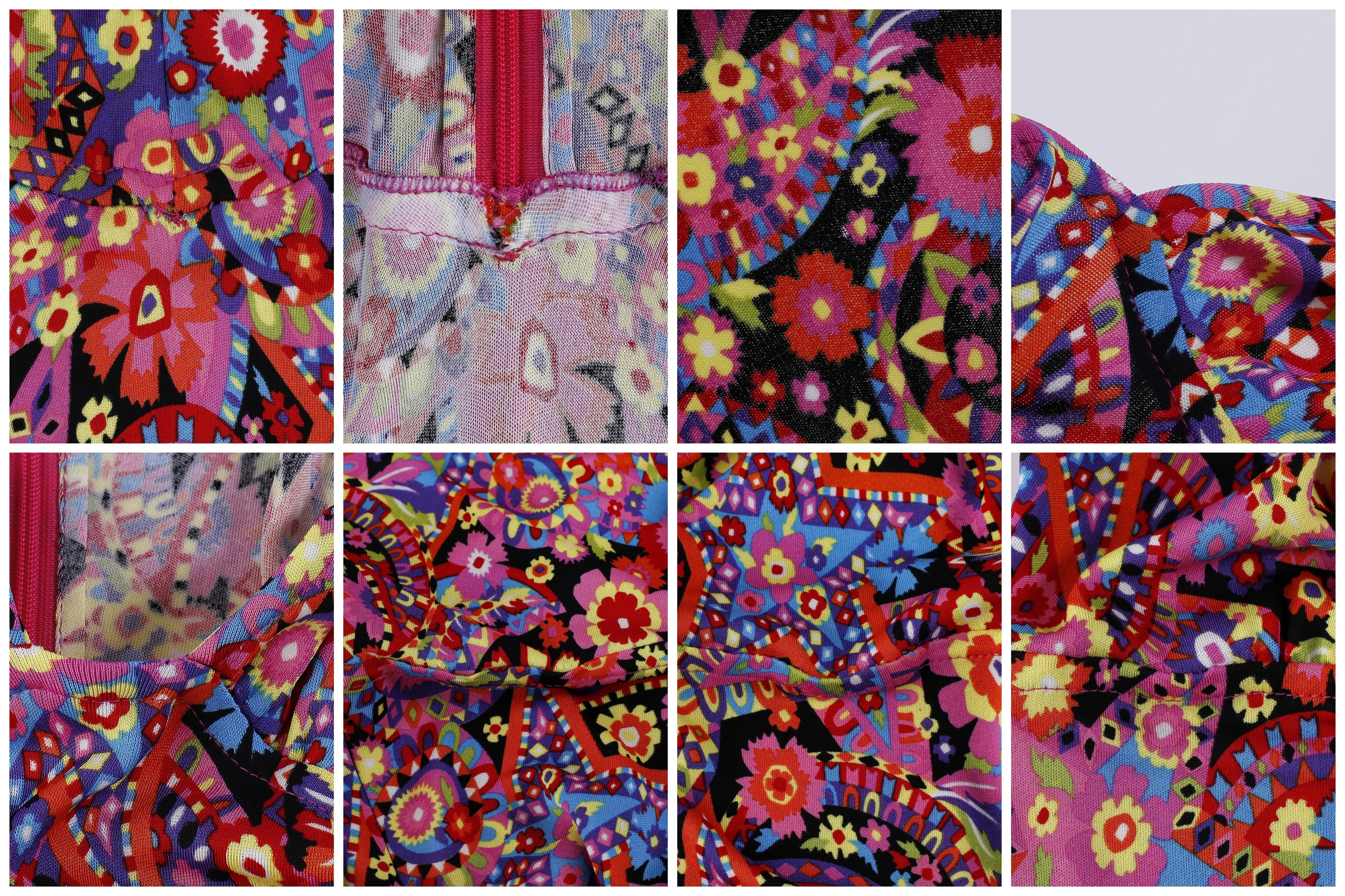 Gianni Versace H/W 2002 Ausgestelltes Kleid mit tiefem Ausschnitt und ausgestelltem Sternblumenmuster im Angebot 7