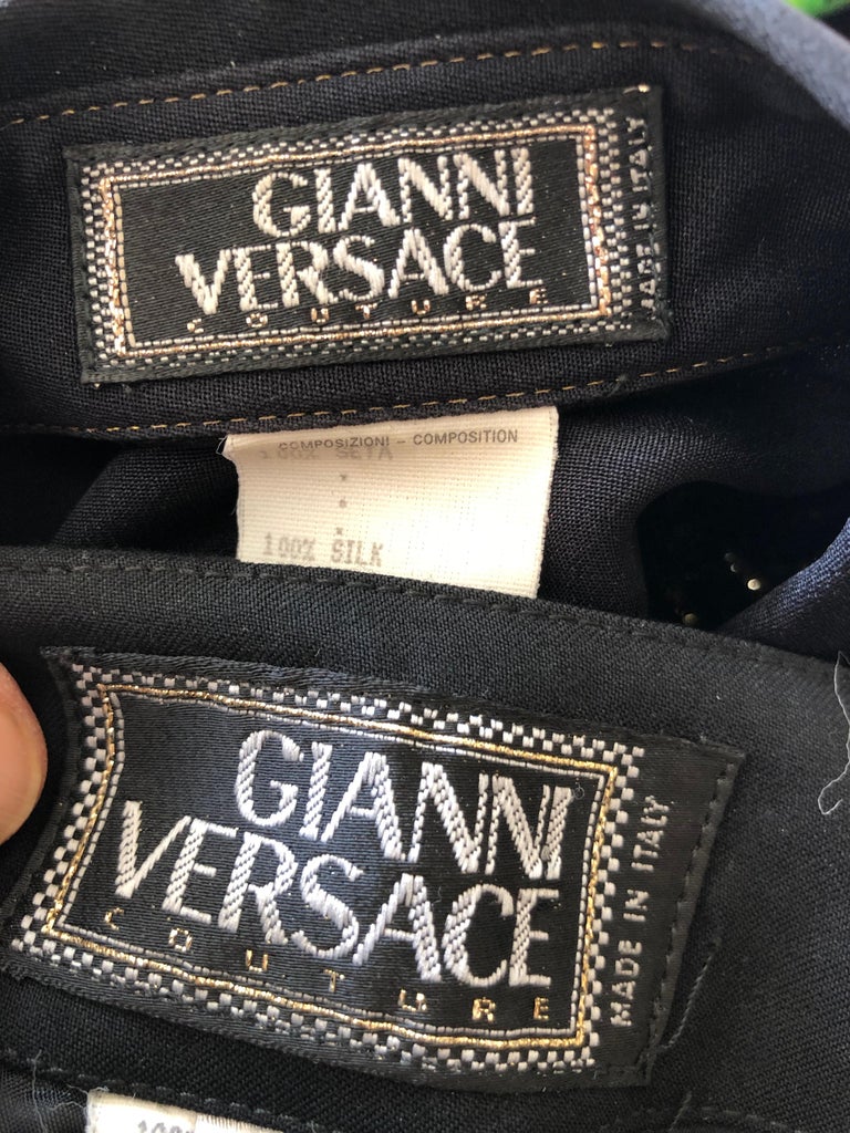 Gianni Versace Fall 1992 Black Silk Western Shirt with Beaded Fringe ...