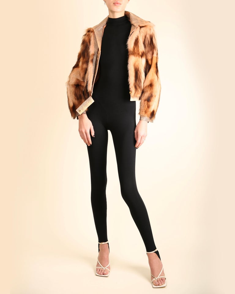 Gianni Versace Lamb Fur Trimmed Leather Jacket