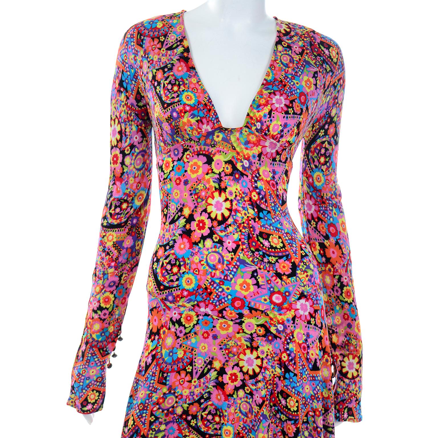 Gianni Versace Fall 2002 Vintage Pop Flower Power Stretch Jersey Dress 2