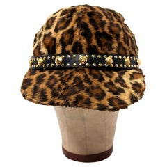 Gianni Versace Faux Leopard Print Belted Medusa Baseball Hat circa 1990s