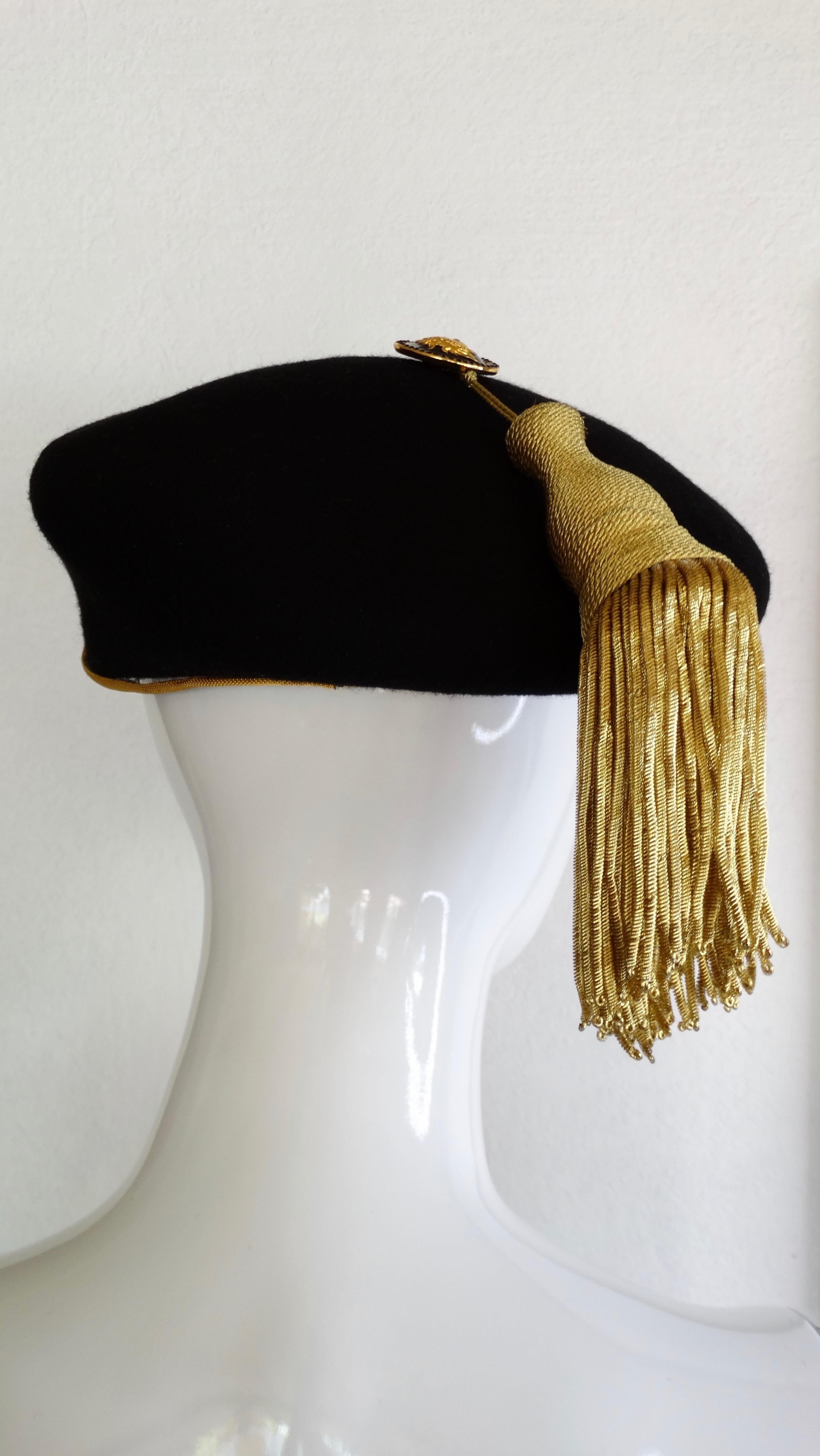 Gianni Versace Felt Hat with Gold Threaded Tassel  5