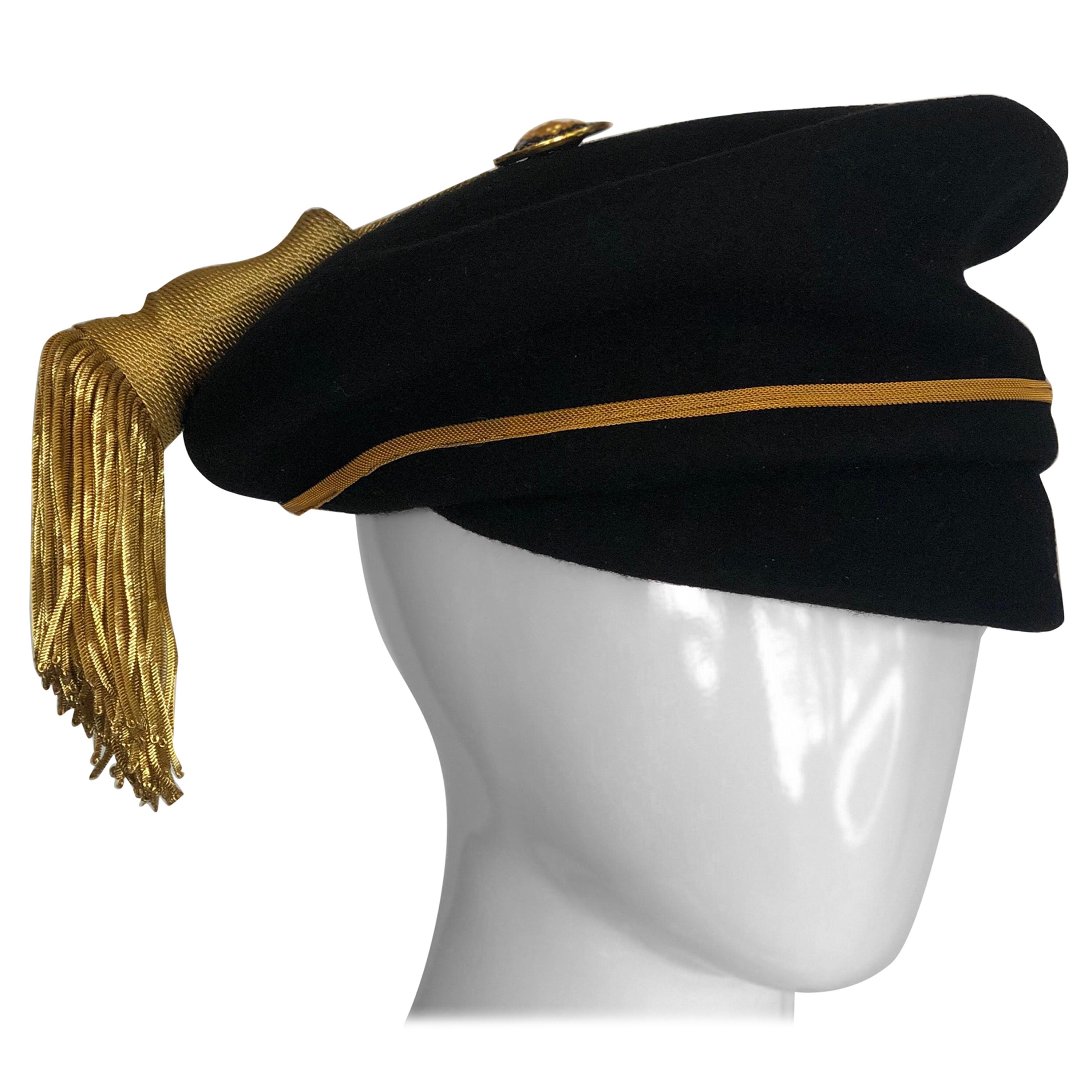 Gianni Versace Felt Hat with Gold Threaded Tassel
