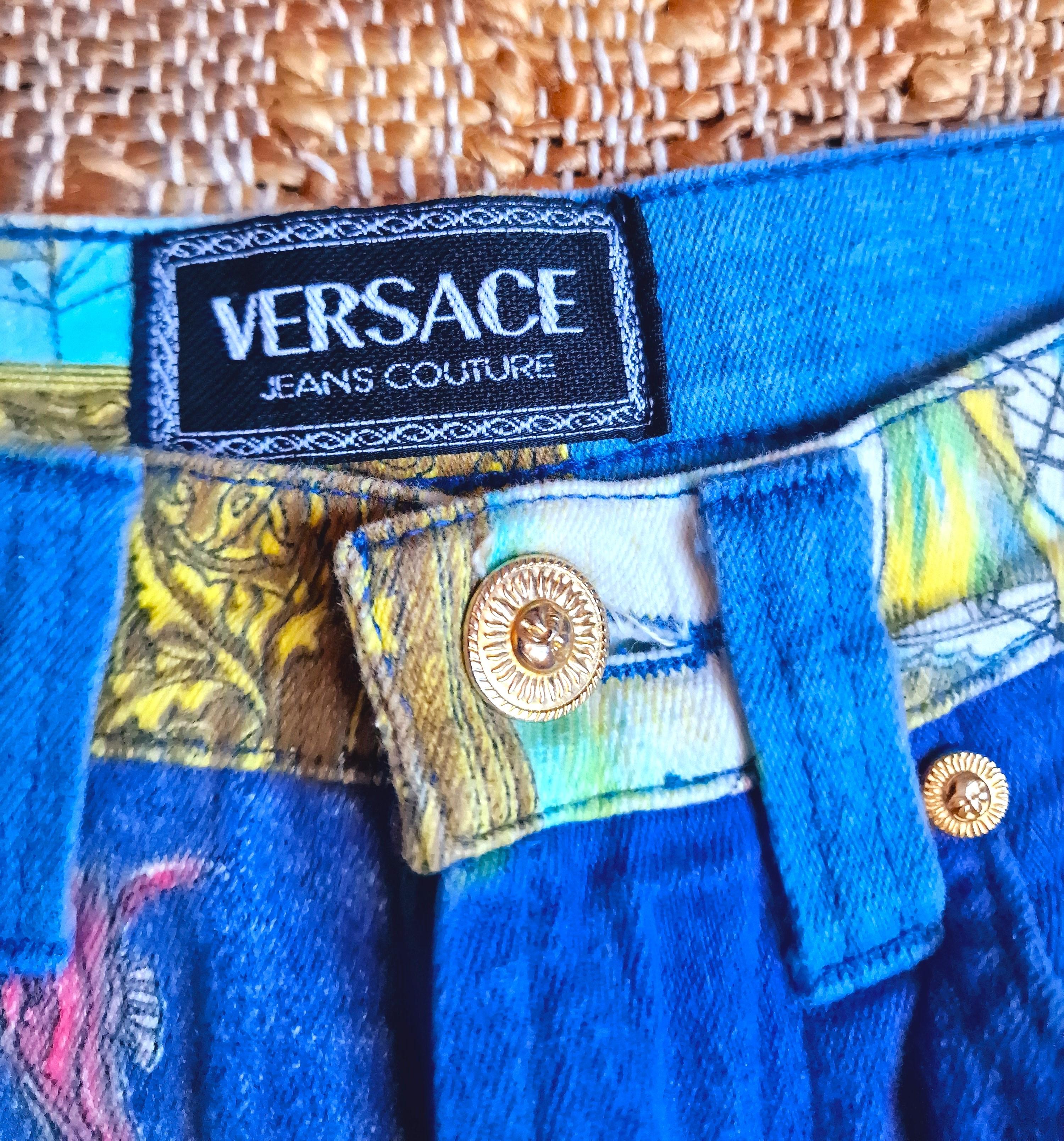 Gianni Versace Fish Ship Sailor Marine Blue Vintage 90s Small Medium Pants In Excellent Condition In PARIS, FR