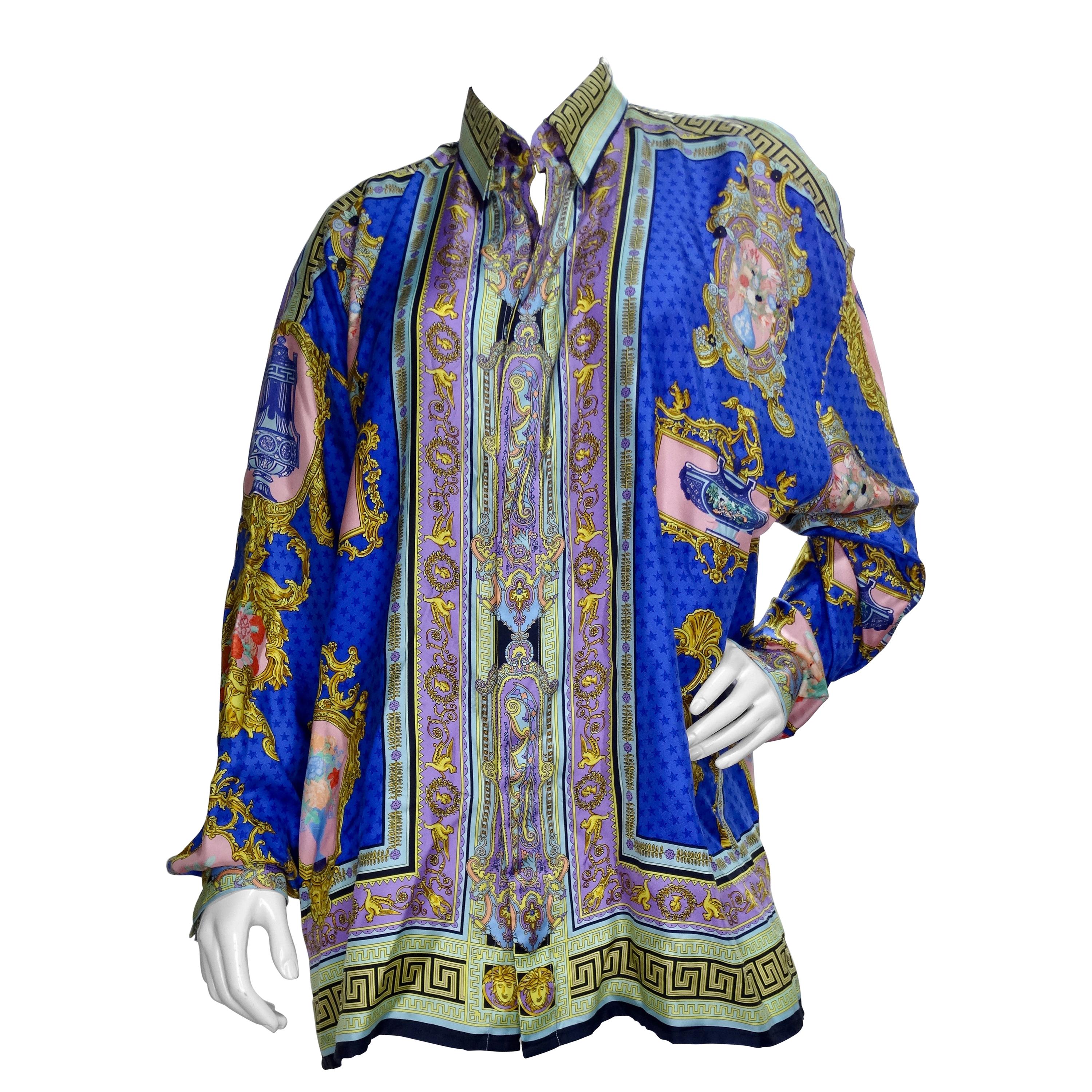 Gianni Versace Floral Baroque Silk Shirt at 1stDibs | vintage versace ...