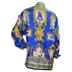 Chemise en soie baroque à fleurs Gianni Versace