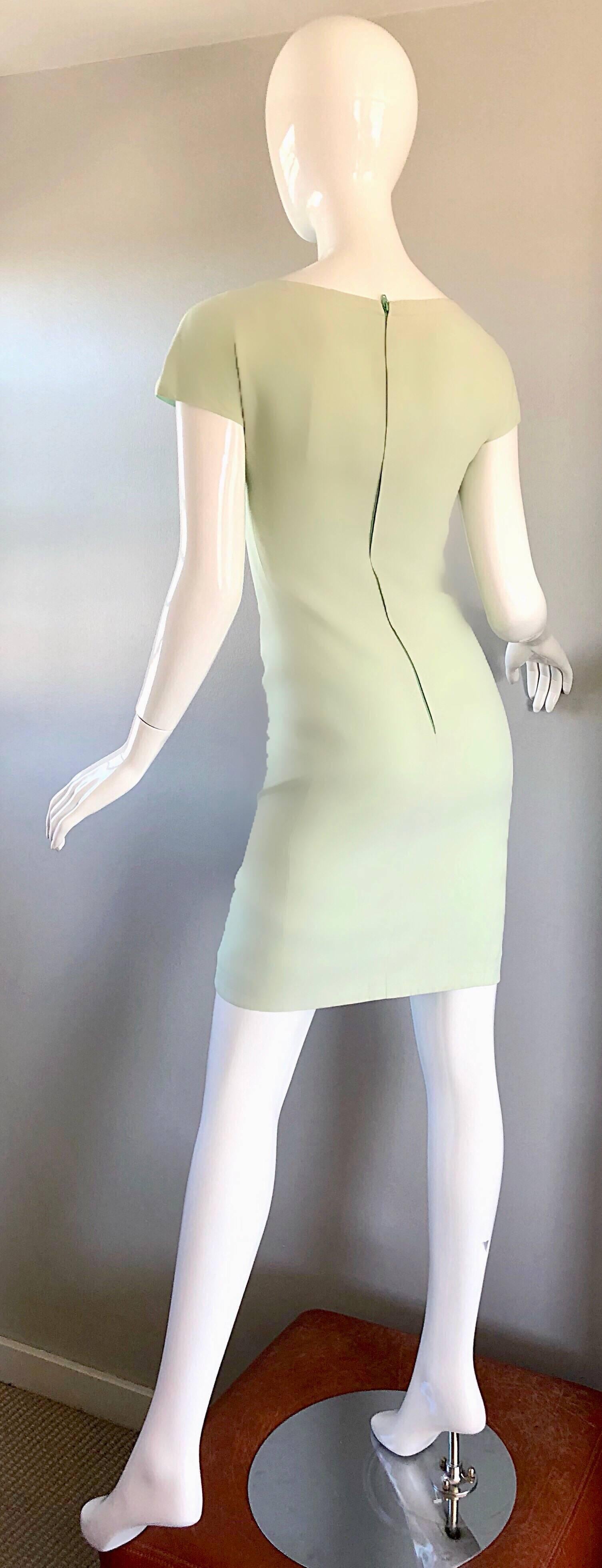 Women's Gianni Versace for Genny New 1990s Pale Mint Green Size 6 Bodycon 90s Dress