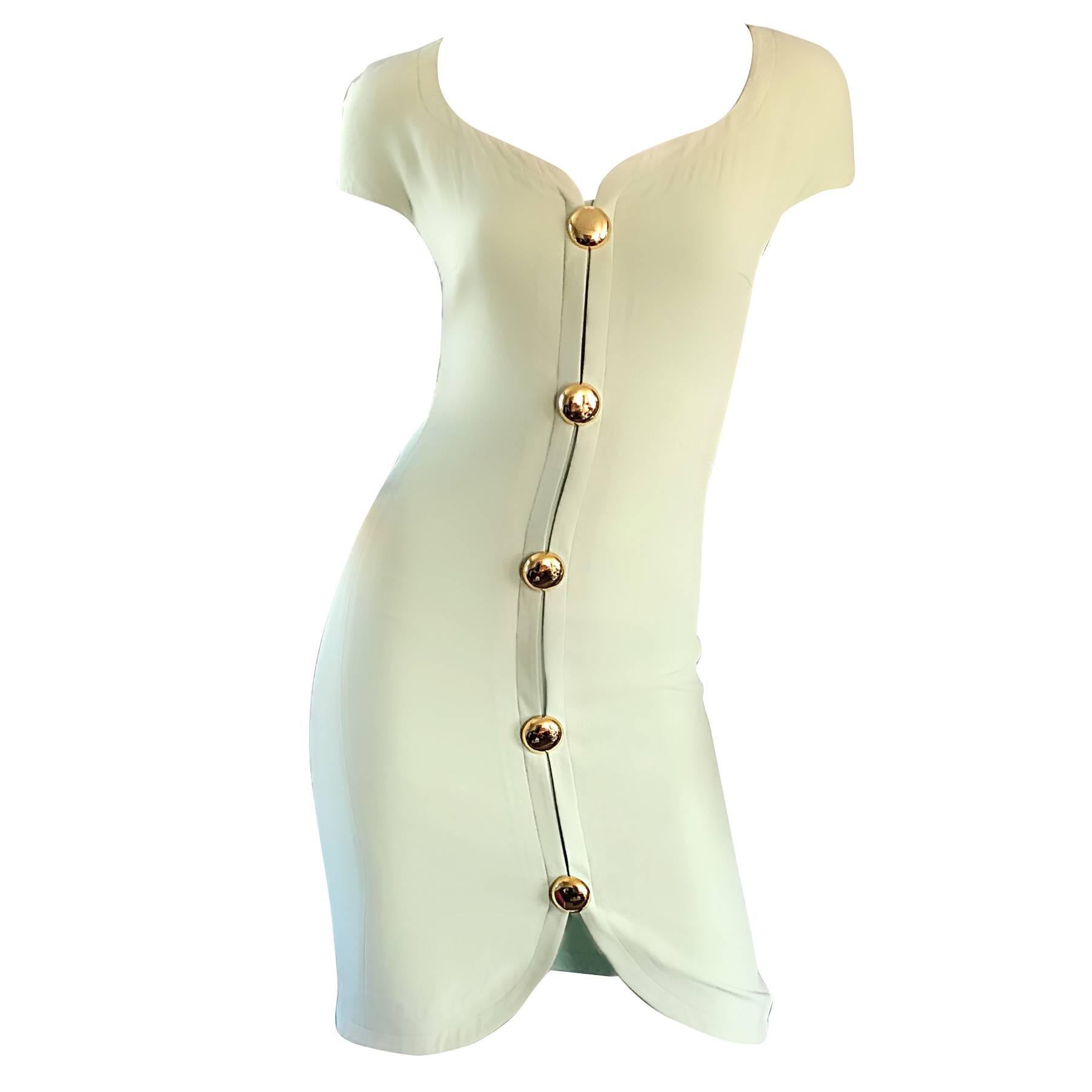 Gianni Versace for Genny New 1990s Pale Mint Green Size 6 Bodycon 90s Dress