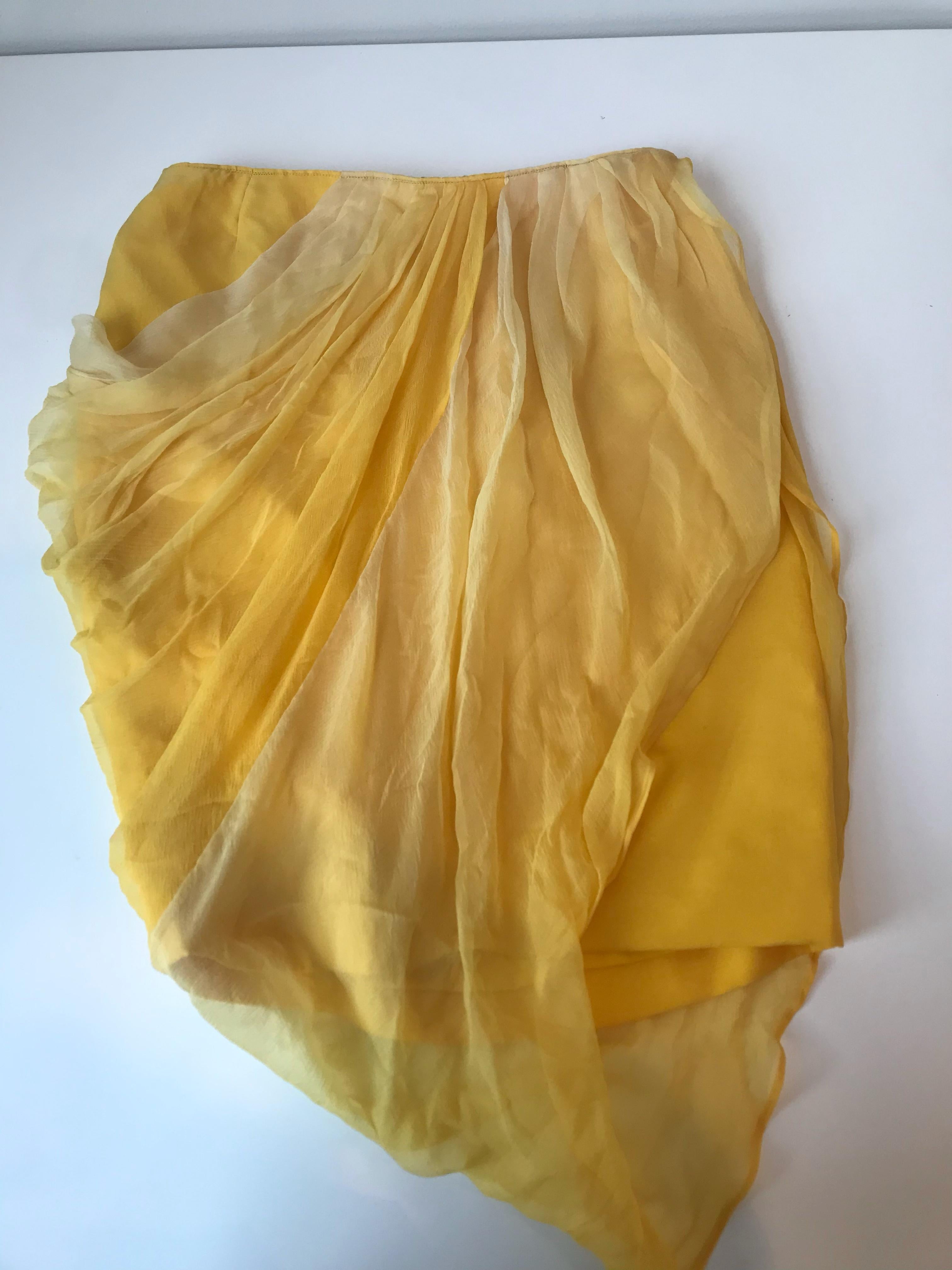 Gianni Versace for Genny Yellow Beaded Jacket and Chiffon Skirt Ensemble For Sale 13