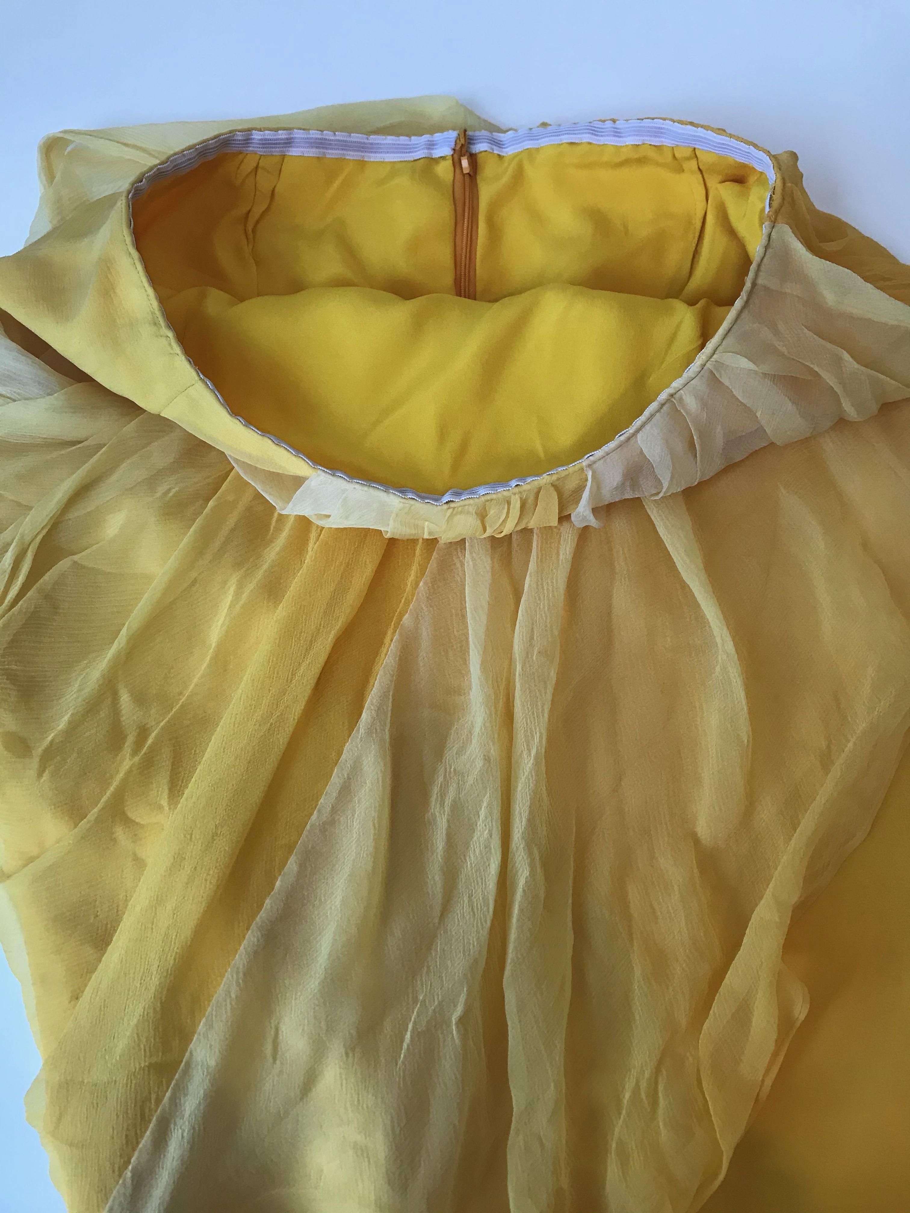 Gianni Versace for Genny Yellow Beaded Jacket and Chiffon Skirt Ensemble For Sale 14