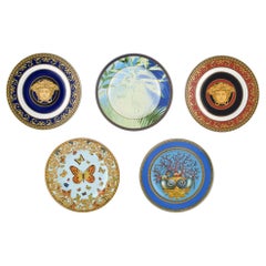 Gianni Versace for Rosenthal, 5 Plates, Medusa and Floral Motifs