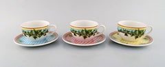 Gianni Versace for Rosenthal, Five Large "Ivy Leaves" Teacups with Saucers