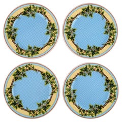 Gianni Versace for Rosenthal, Four "Blue Ivy Leaves" Plates, Late 20th Century