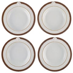 Vintage Gianni Versace for Rosenthal, Four Médaillon Méandre D'or Deep Plates