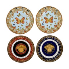 Retro Gianni Versace for Rosenthal, Four Plates in Porcelain, Late 20th Century